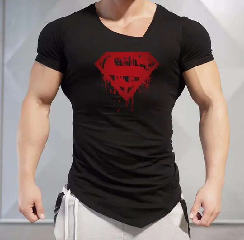 Мужская хлопковая Повседневная дышащая толстовка Асимметричная футболка для