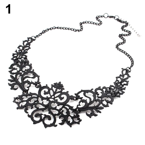 Women Vintage Hollow Pattern Pendant Bib Choker Necklace Statement Chain Gift |