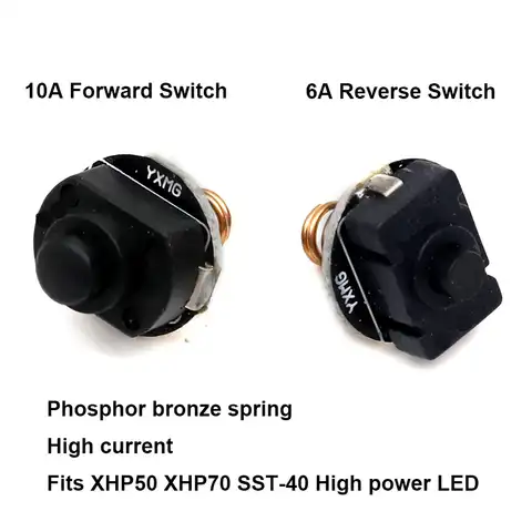 Мощфонарь светодиодный фонарик, переключатель мощностью 20 мм, 6 А, обратный или 10 а, с нажимной кнопкой для SBT90, XHP50, XHP70, SST40