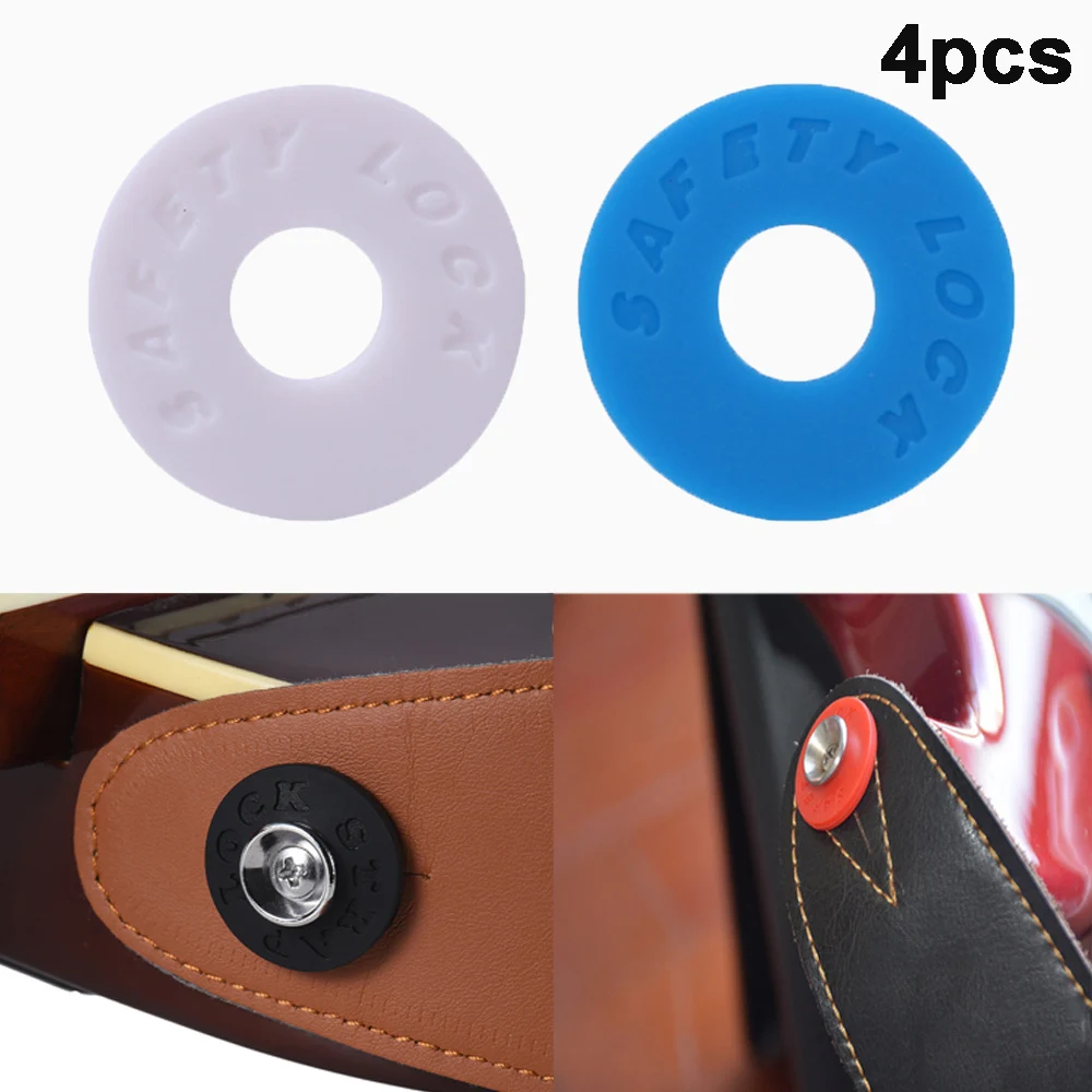 

4pcs Anti-lost Rubber Material Bass Electric Guitar Accessories Parts Tail Nail buckles Buckle Strap Lock