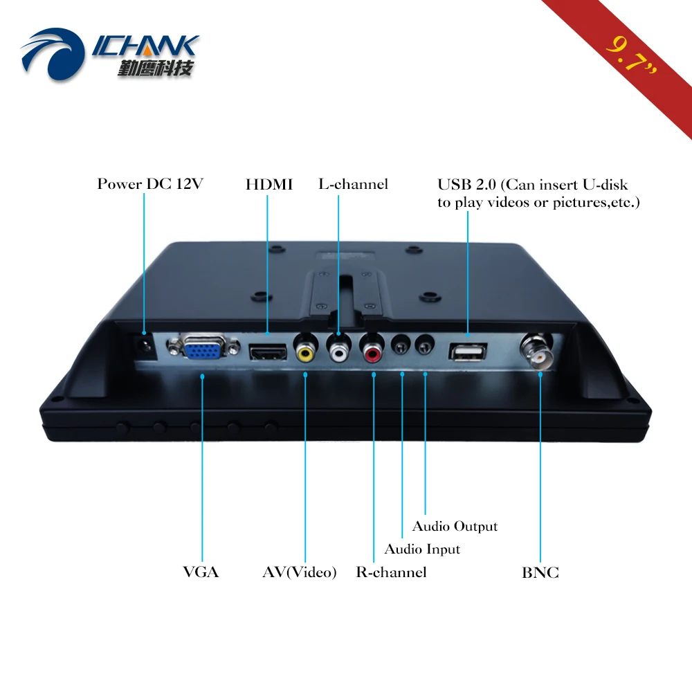 Встроенный динамик Full View IPS ЖК экран диагональю B097JN ABHUV/9 7 дюйма 1024x768 HDMI VGA BNC