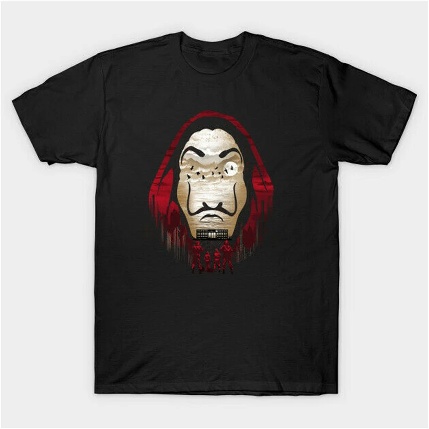 Money Heist Bella Ciao Dali Mask черная футболка популярная без тегов | Мужская одежда