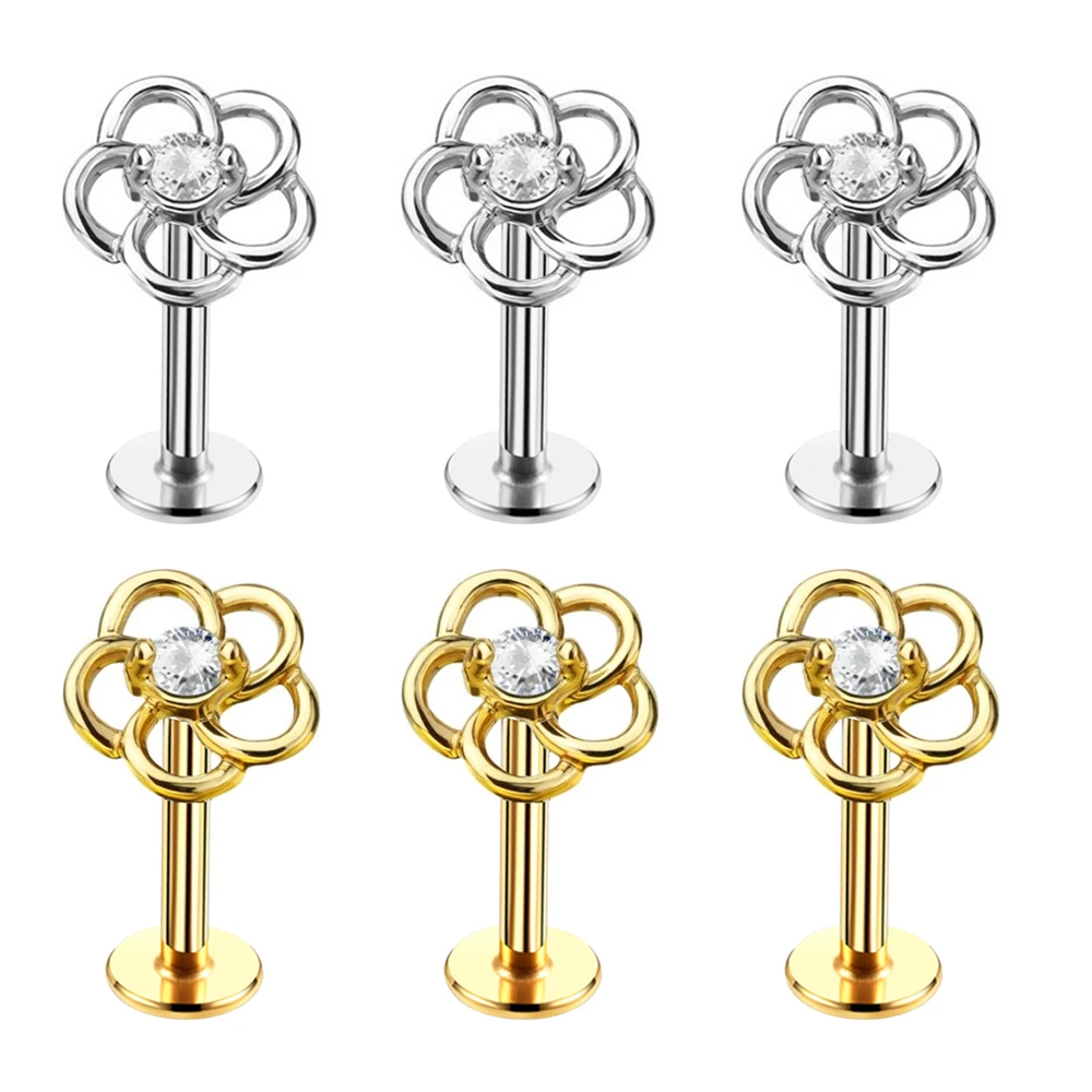 

Internal Thread Flower Shape Labret Piercing/Cartilage Earring/Tragus Conch Piercing/Cartilage 316L Stainlesss Steel
