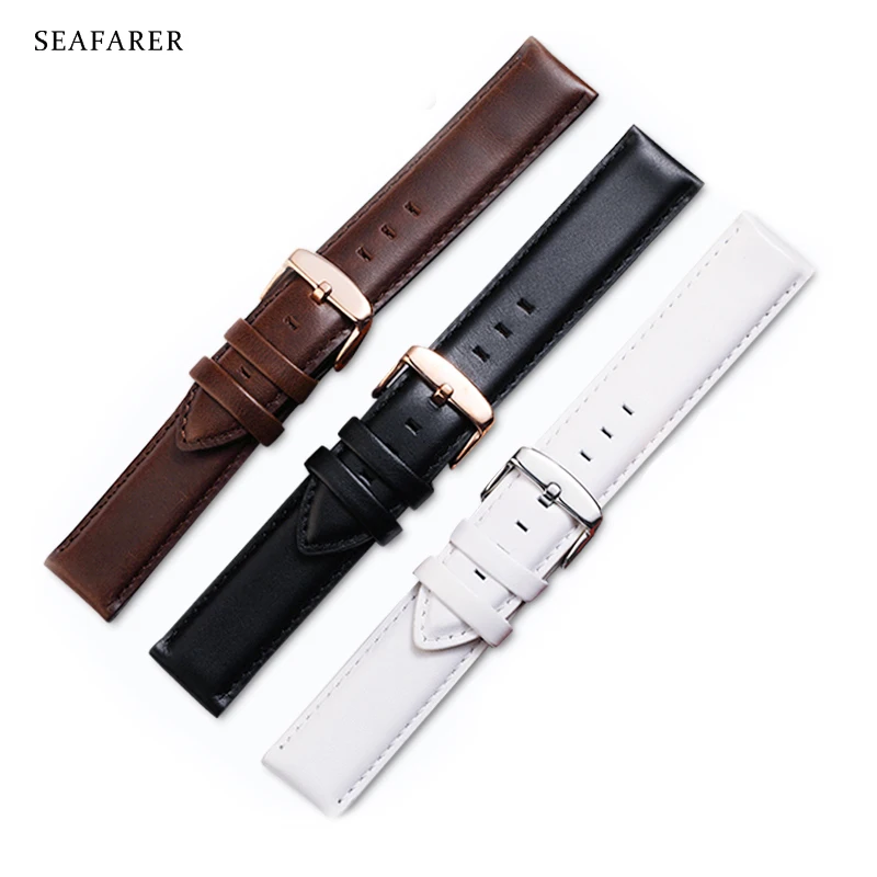 High Quality Genuine Leather Watch Strap Brown 20 19 18 17 16 14 12MM Watchband Men's Watch For DW Daniel Wellington Watch Band