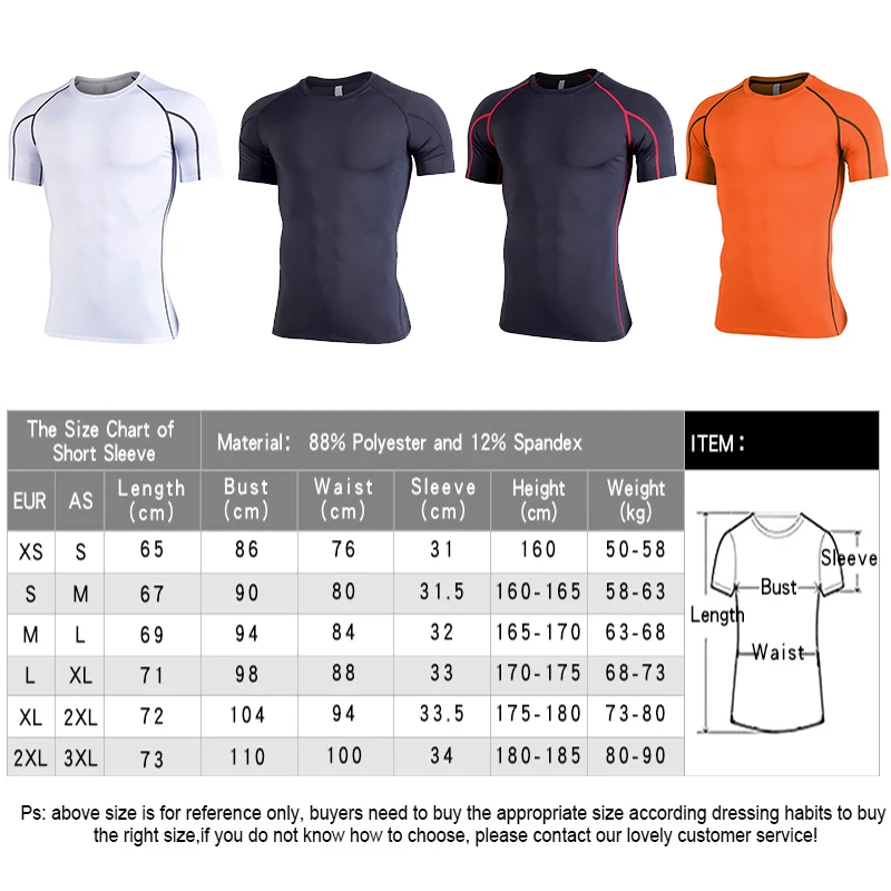 

Men Compression T Shirt Workout Sport Running T-shirt Short Jogging Tshirt Men Fitness Gym Athletic Tops