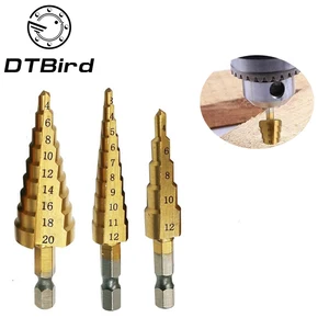 1 шт. 3-13 мм HSS ступенчатое сверло с титановым покрытием электроинструменты Карбидное сверло Мини сверло Набор 3-12 мм 4-12 мм 4-20 мм DT6