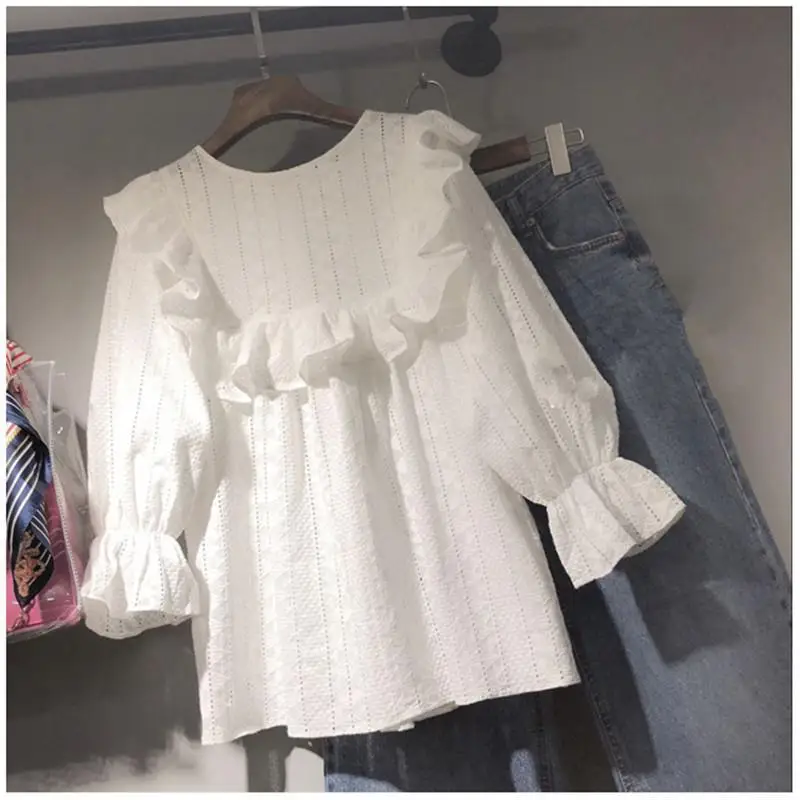 

2021 new fashion women's clothing O-Neck Solid women shirts blouses