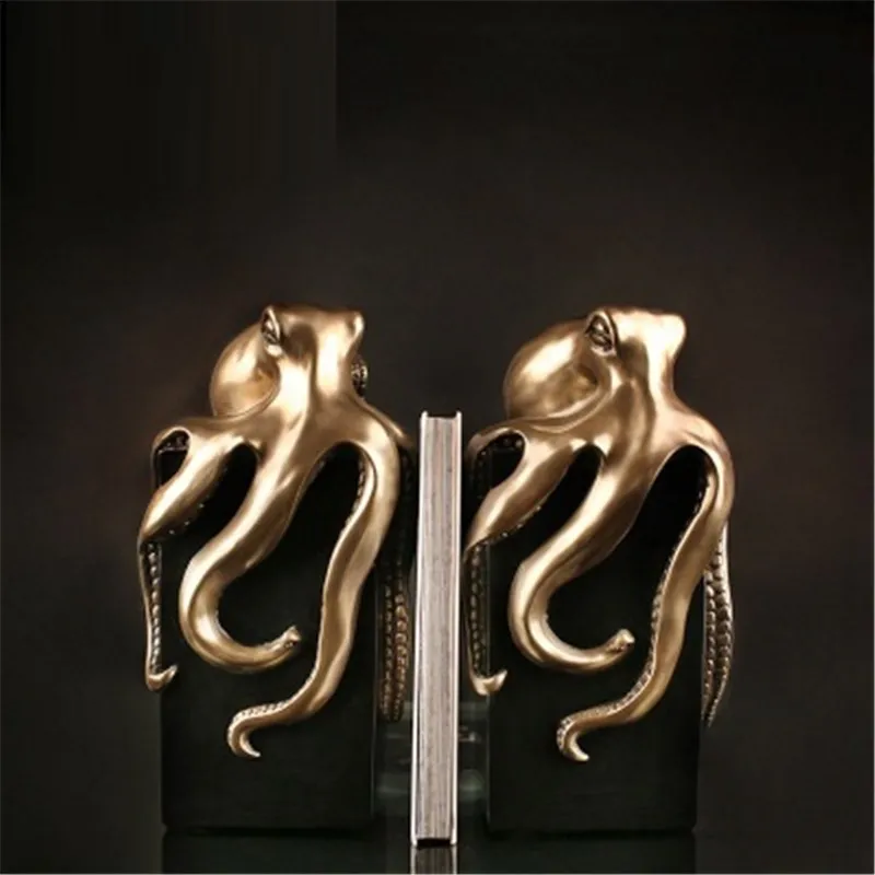 

Chinese Style Simulation Animal Plating Octopus Resin Copper Imitation Bookends Creative Office Desktop Decor Art&Craft X5434