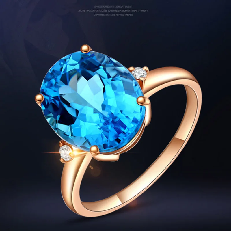 

BLACK ANGEL New Jewelry Set Imitation Sea Blue Topaz Simple Adjustable Rings Women Luxury CZ Pendant Inlaid Gemstone Earrings