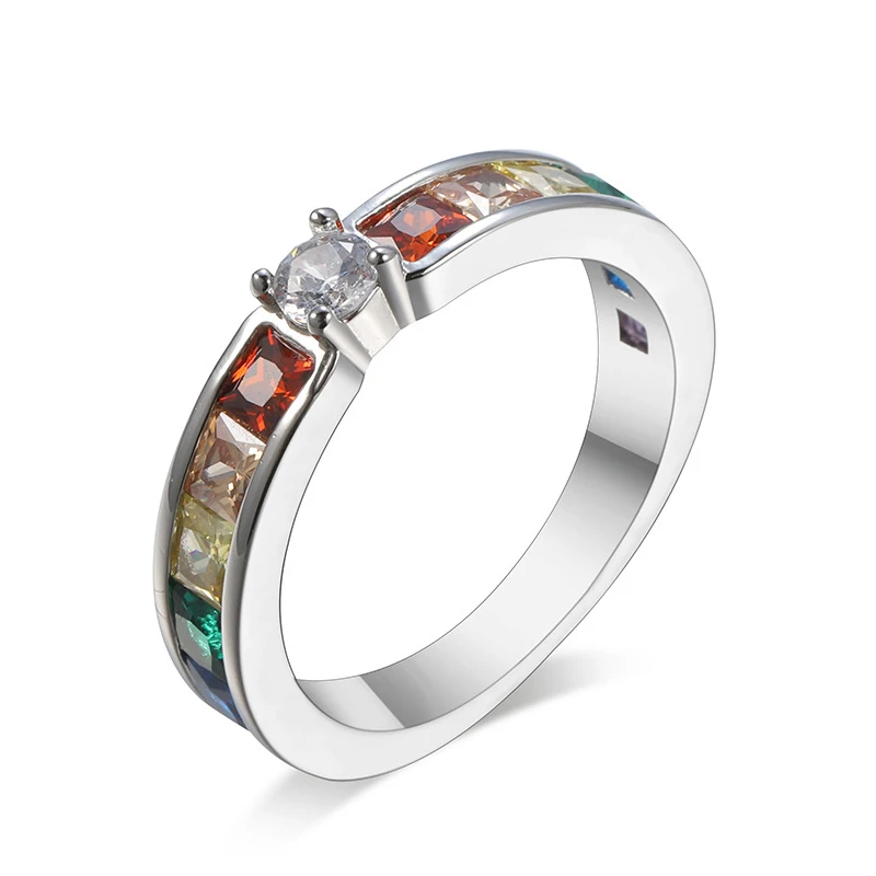 

New Women Ring 925 Silver Jewelry with Coloful Zircon Gemstone Finger Rings Hand Accessories for Wedding Bridal Promise Party