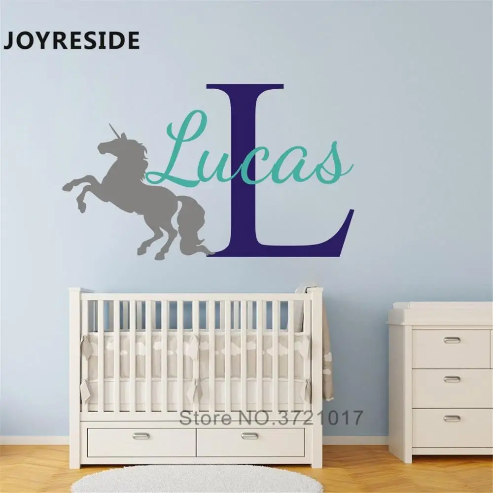 Design 5 JOYRESIDE пользовательские названия Наклейка на стену в форме единорога девушки украшения спальни настенный Декор Единорог красивый узор наклейки для дома дети W157 - Цвет: Design 5