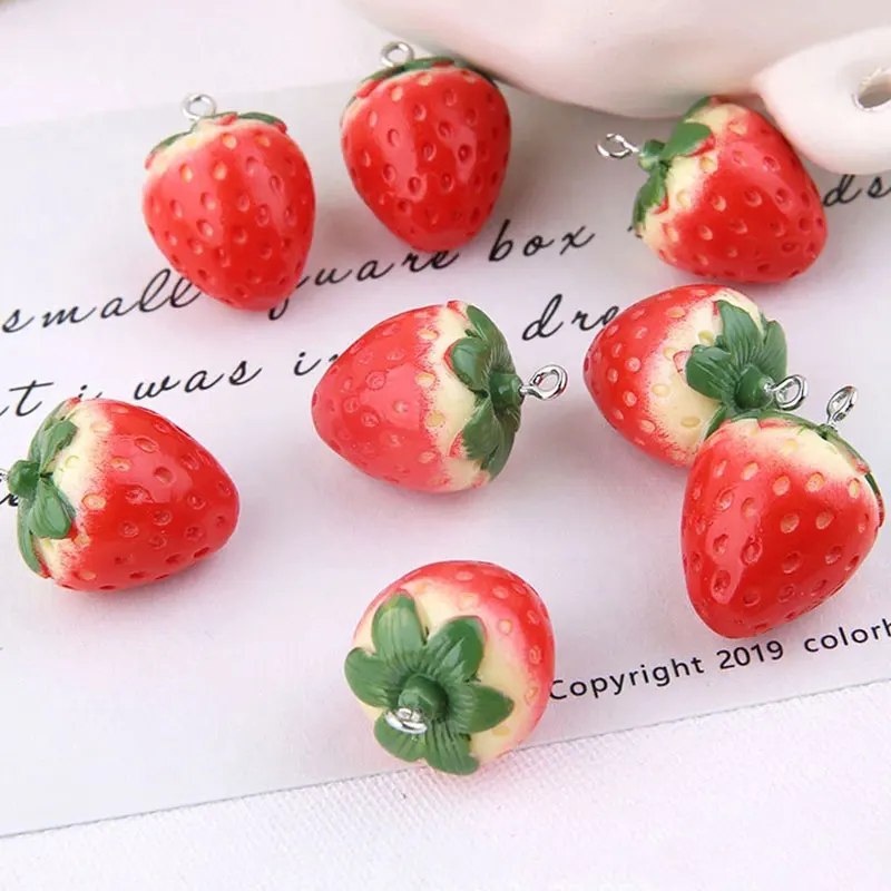 

10Pcs/Pack Mini Strawberry Accessories DIY 3D Handmade Craft Resin Earring Pendant Jewelry Keychain Making Part