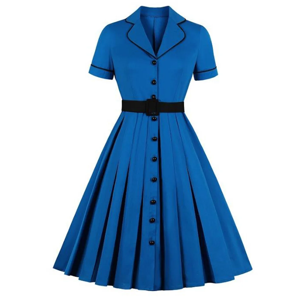 Женское офисное платье размера плюс 4XL однобортное с короткими рукавами и