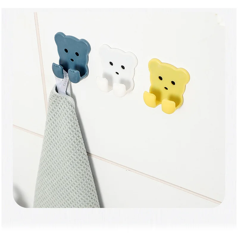 Настенная Наклейка в виде милого медведя 2 шт. крючок без перфорации клеящаяся