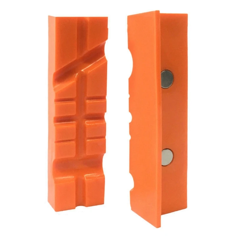 

D7WD 2 Pcs Vise Soft Jaws (Grooved) Multi-Purpose, Flexible, Part Forming Orange