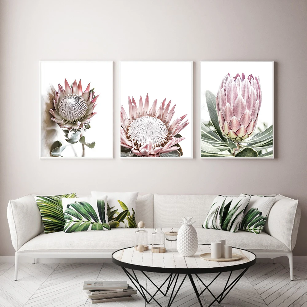 Красивые постеры Protea King с цветами в скандинавском стиле настенная Картина на