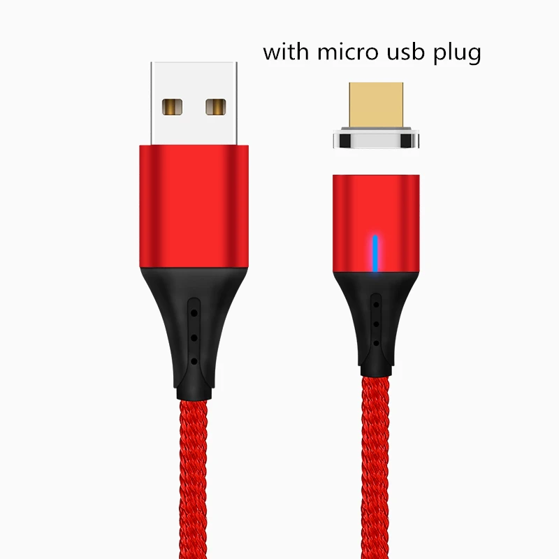 Red Micro Plug Магнитный кабель 3A Micro usb type C кабель передачи данных для быстрой зарядки для iPhone XS MAX XR 8 7 Plus SAMSUNG S10+ S9 для XIAOMI Mi9 MIX3 2S - Цвет: Red Micro Plug