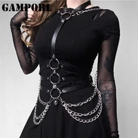 gamporl leather harness bra women sexy lingerie gothic chain belt bdsm body bondage cage bra waistband suspenders belts garters