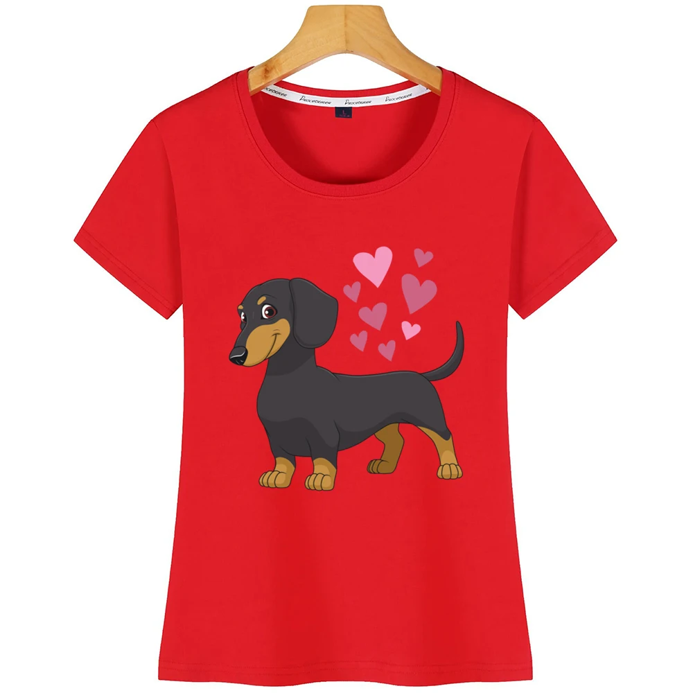 Топы Футболка женская такса собака мода надписи хлопок | Женская одежда