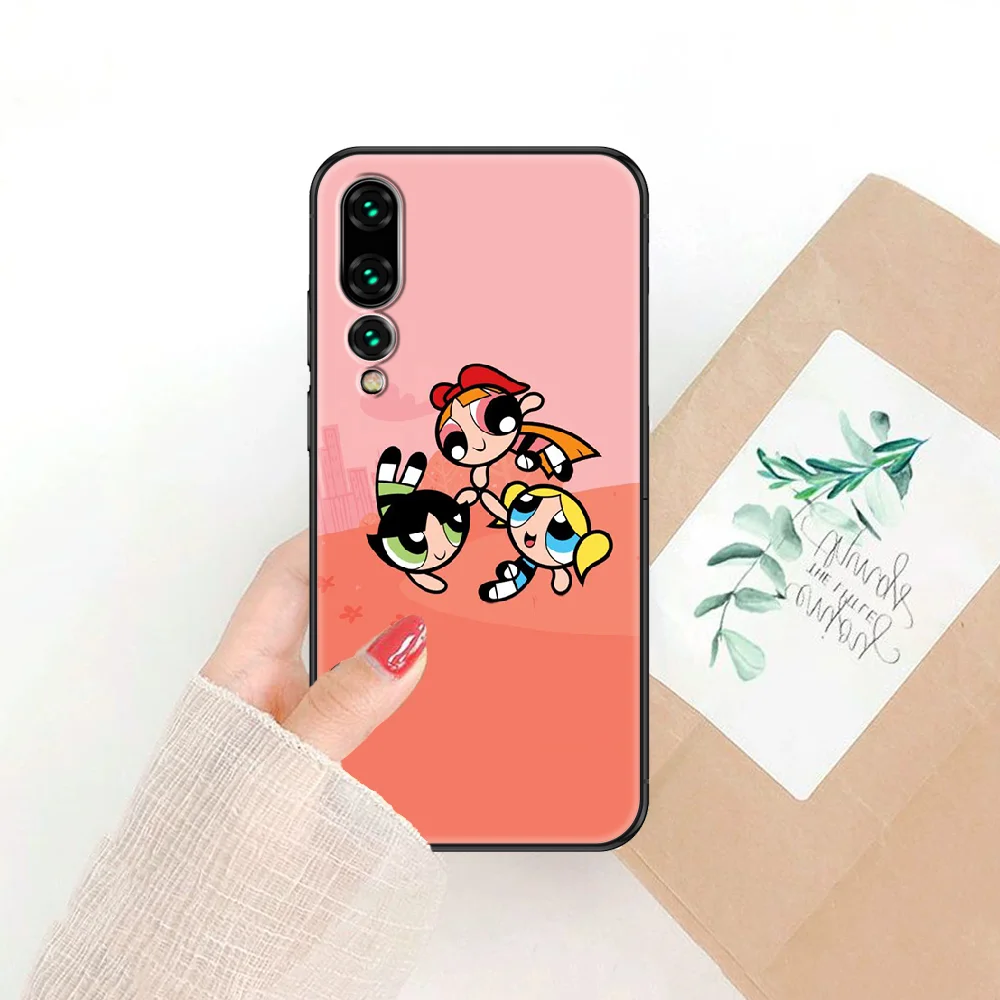 

Cartoon Powerpuffs Girls Phone case For Huawei P Mate P10 P20 P30 P40 10 20 Smart Z Pro Lite 2019 black painting waterproof