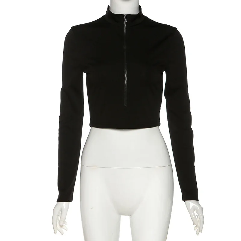 Женский укороченный Топ с длинным рукавом Forefair облегающий короткий однотонный