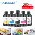 250 мл 5 бутылокнабор светодиодных УФ-чернил для DX4 DX5 DX6 DX7 печатающая головка для Epson 1390 R1800 R1900 4800 4880 7880 9880 УФ планшетного принтера