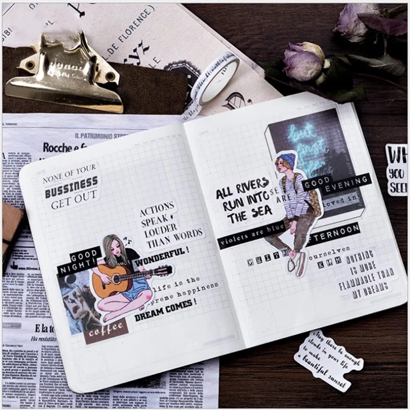 Наклейки бумажные декоративные на английском языке 46 шт. | Компьютеры и офис