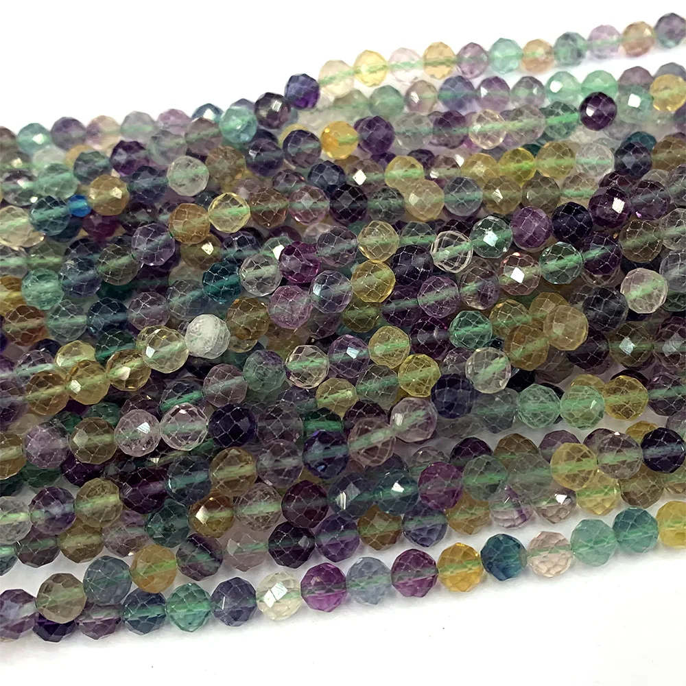 

Veemake Fluorite Natural Crystal Gemstones DIY Necklace Bracelets Earrings Pendants Faceted Round Beads For Jewelry Making 07308