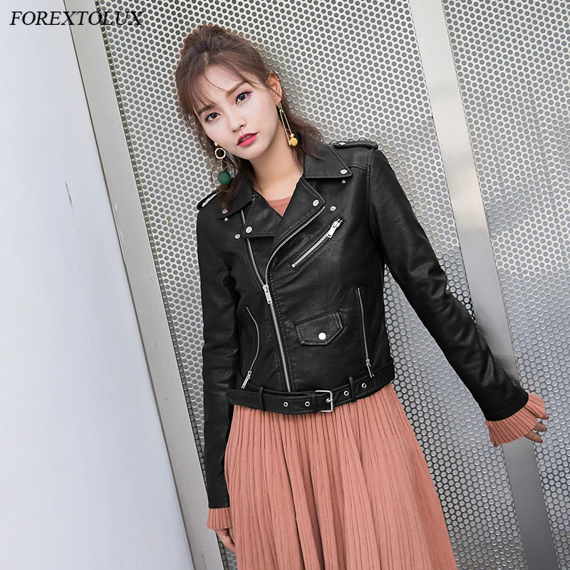 Forextolux 2020 Женская Осенняя мотоциклетная куртка из искусственной мягкой кожи