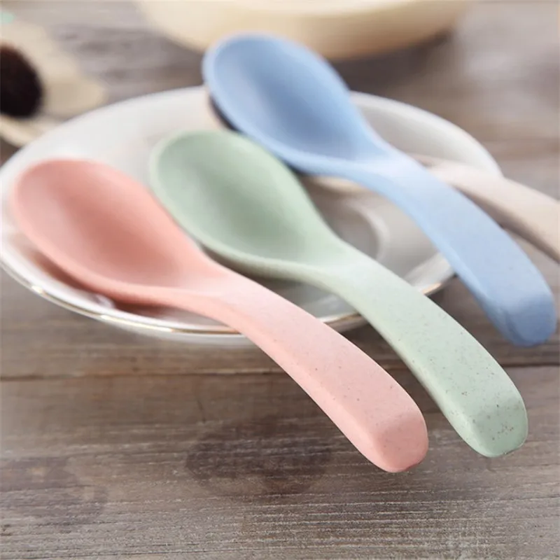 4pcs/set Korean Style Wheat Straw Spoon Kitchen Cooking Utensil Tools Soup Spoon Eco friendly Tableware Kitchen Accessories