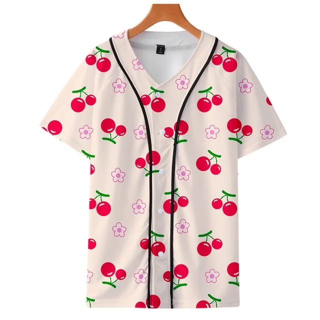 Summer thin cardigan baseball uniform Fruit fruit surrounding trend personality casual 3D thin short sleeve baseball uniform