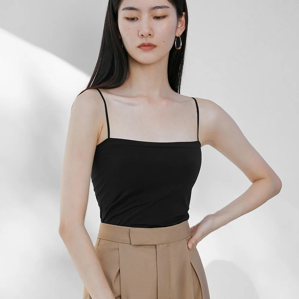 

Summer Spice Girl solid color suspender vest women's bra with breast pad design feeling thin belt vest outside and inside