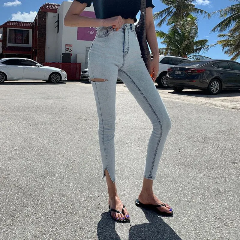 Женские узкие джинсы в стиле ретро повседневные эластичные укороченные с