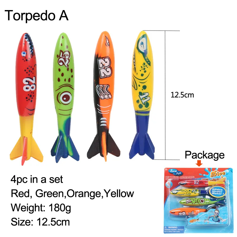 Torpedo A Детский плавательный бассейн, игрушка для погружения, игрушка для погружения, для погружения, для обучения, для плавания, для тренировок, аксессуар для детей, бассейн, забавная игрушка для игры в бассейн, B41004 - Цвет: Torpedo A