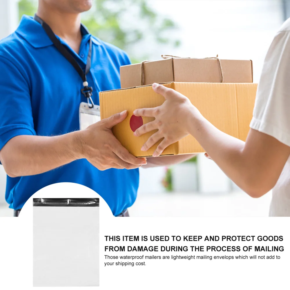 

100Pcs Waterproof White Self Sealing Express Bags Packing Bag (White)