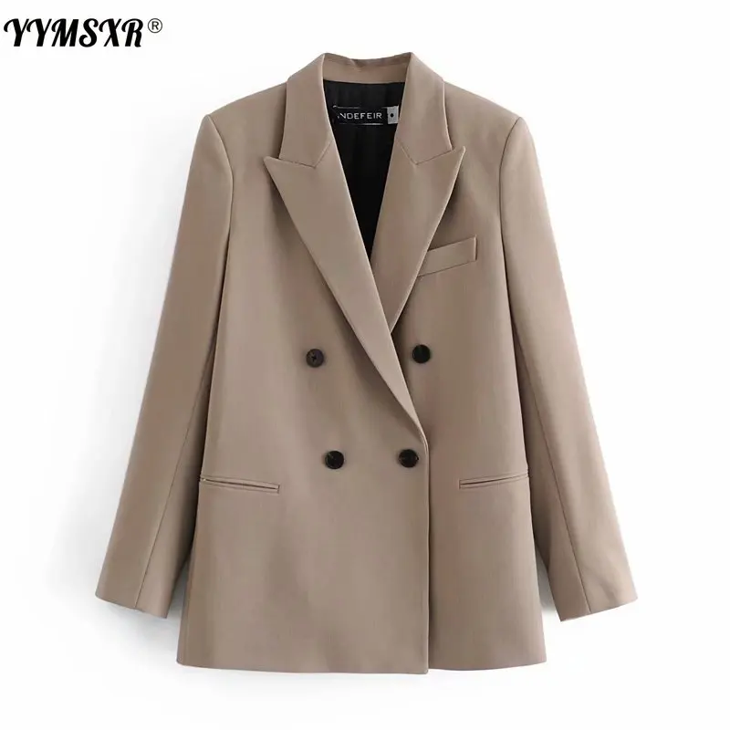 

Women's Spring 2021 New High-quality Double-breasted Mid-length Temperament Long-sleeved Office Suit Female Jacket