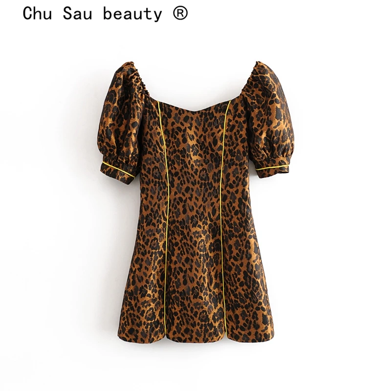 Женское мини-платье с леопардовым принтом Chu Sau beauty новое модное облегающее