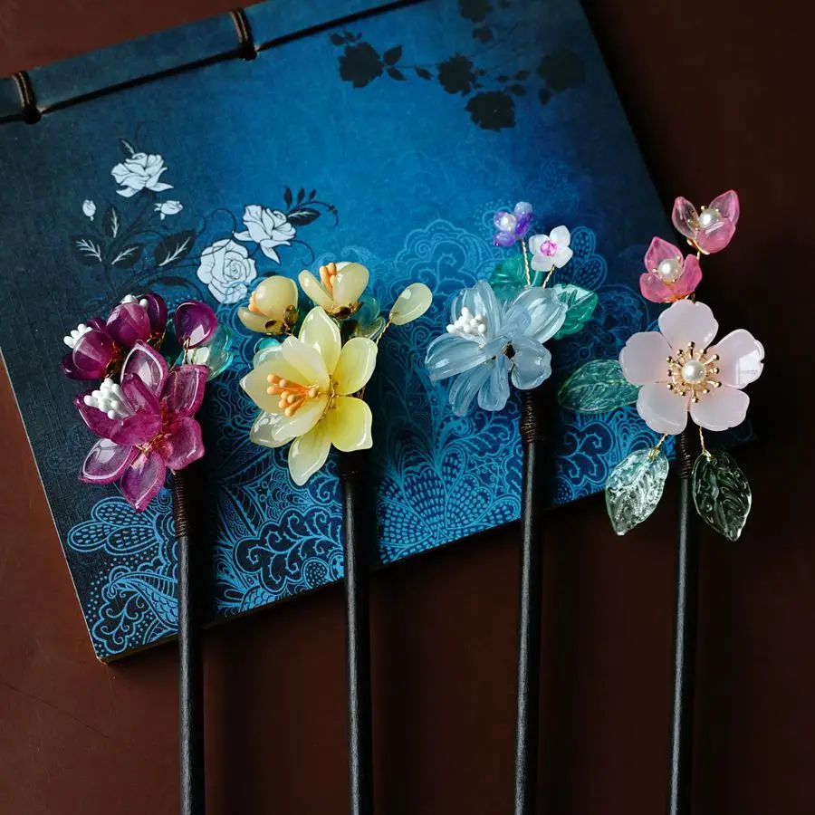 Винтаж женственный головной убор деревянные шпильки для волос ручной работы в