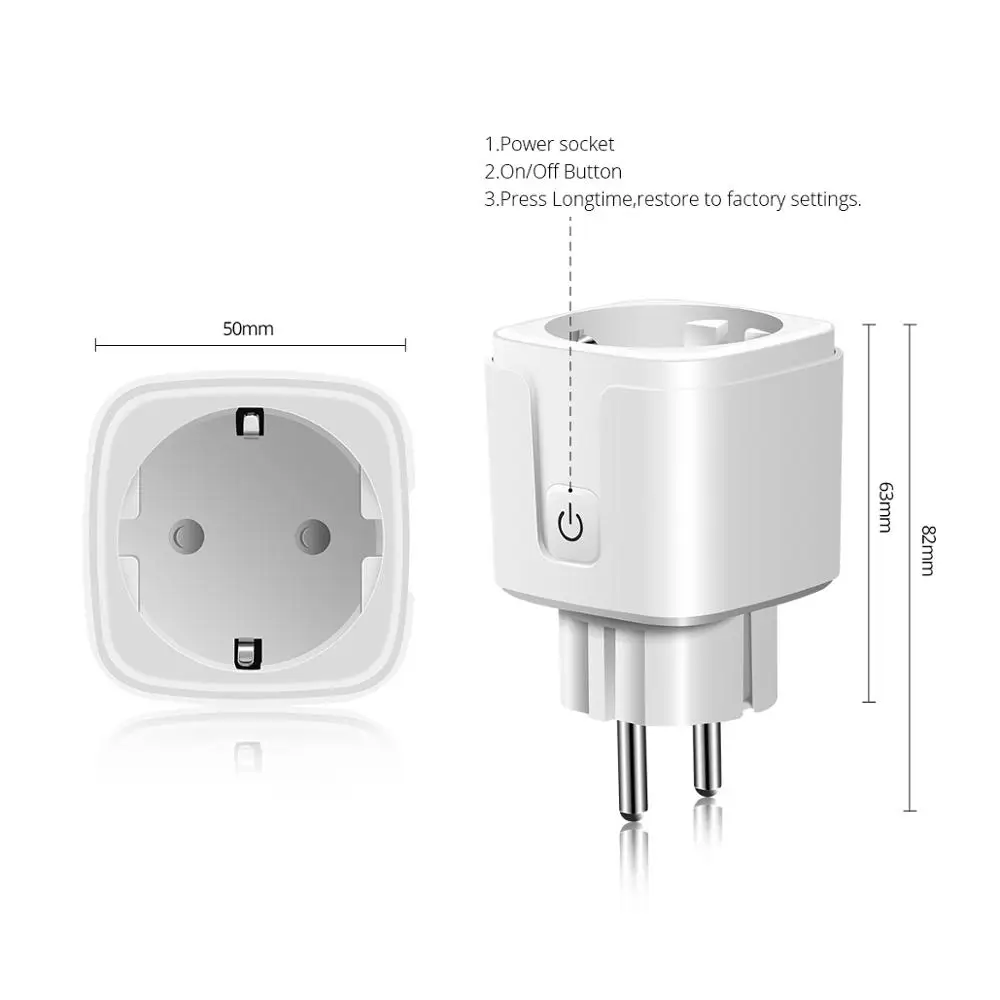 "Умный дом" Apple Homekit/Tuya смарт розетка и Штепсель по стандарту ЕС 16A Wi Fi