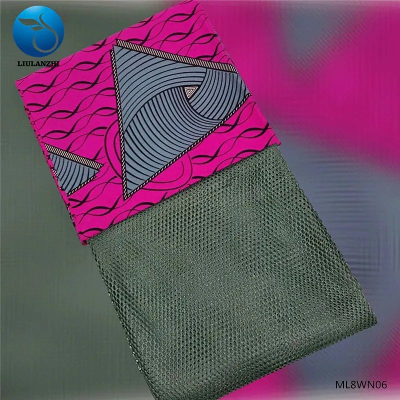 ML8WN06 LIULANZHI Африканский настоящий воск 3 ярдов Анкара+ Вышивка Кружева Французский 2,5 ярдов Новое поступление ML8WN02 - Цвет: ML8WN06