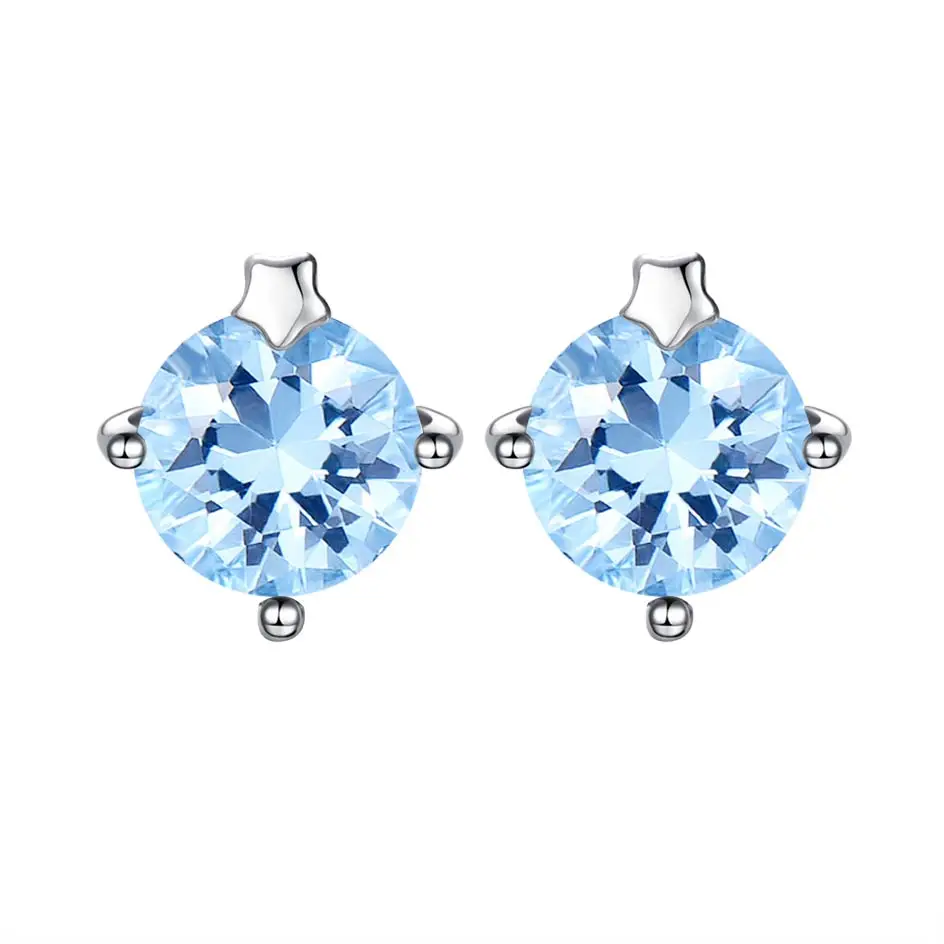 Aquamarine Серьги-гвоздики с драгоценным камнем kuolit Diaspore Zultanite для женщин, однотонные 925 пробы серебряные цветные серьги для помолвки, хорошее ювелирное изделие - Цвет камня: Aquamarine