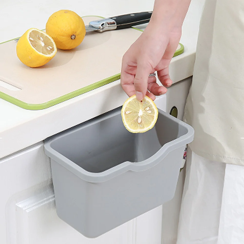 

New Kitchen Hanging Trash Cans Cabinet Door Plastic Hanging Trash Garbage Bin Can Rubbish Container Storage Boxes Cupboard Door