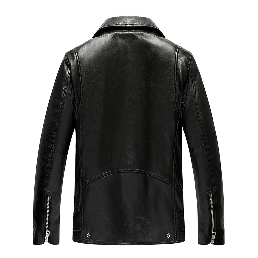 Мужская куртка из натуральной овечьей кожи бомбер на весну и осень мотоциклетная