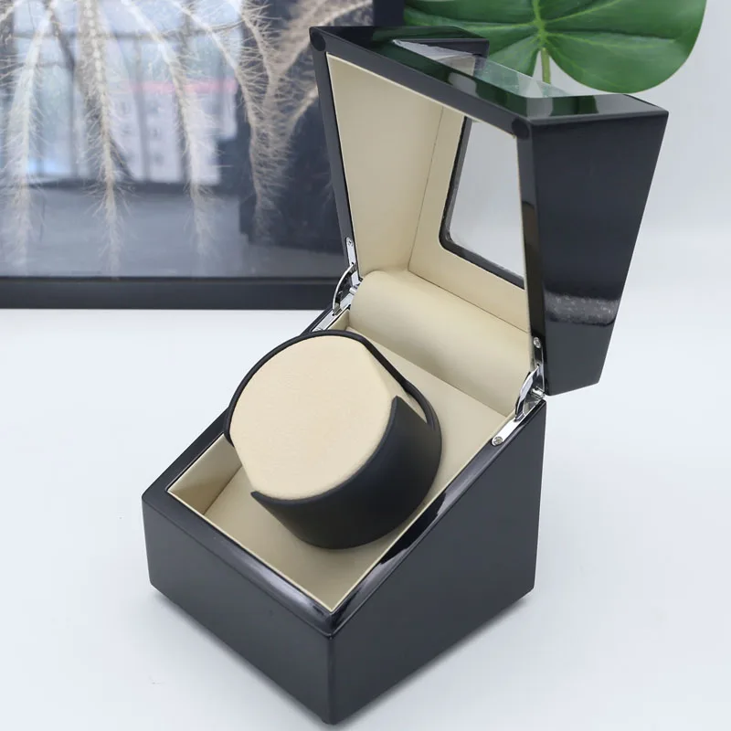 

Black Wood Watch Box Inside PU Buff Automatic Watch Winder Rotator Holder Watch Winding Storage Case Display Box Organizer