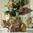 Рождественский деревянный дом сделай сам, рождественские украшения для детской кабины, снежный дом, Рождественское дерево, Декор, Рождество, Рождество, Новый год