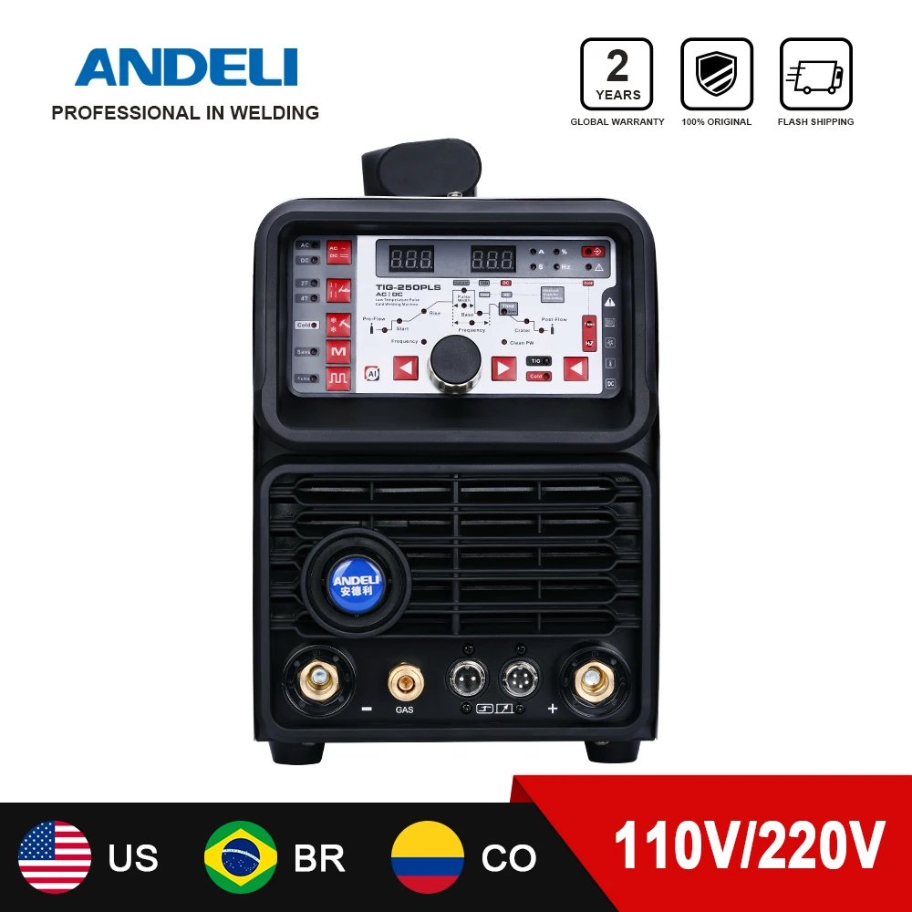

ANDELI TIG Welding Machine 110V 220V TIG-250PLS AC DC TIG Welder HF TIG Pulse Cold Welding Machine Aluminum Welding