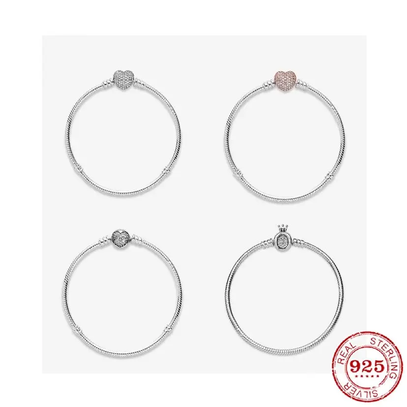 

Cuentas para pulsera de plata de ley 925 con forma de corazón y corona, joyería para mujer, regalo para novia