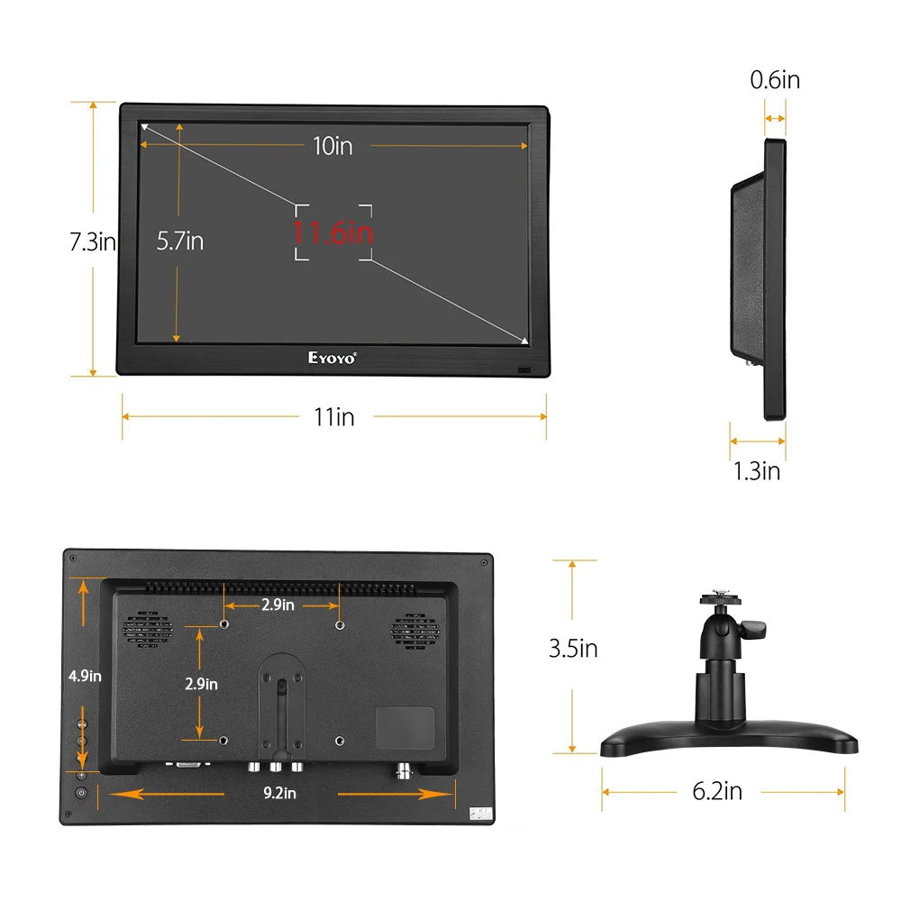 Eyoyo 1" 1920x1080 HDMI ips монитор VGA BNC AV USB ЖК-мониторы видео аудио DVD CCTV монитор безопасности светодиодный дисплей