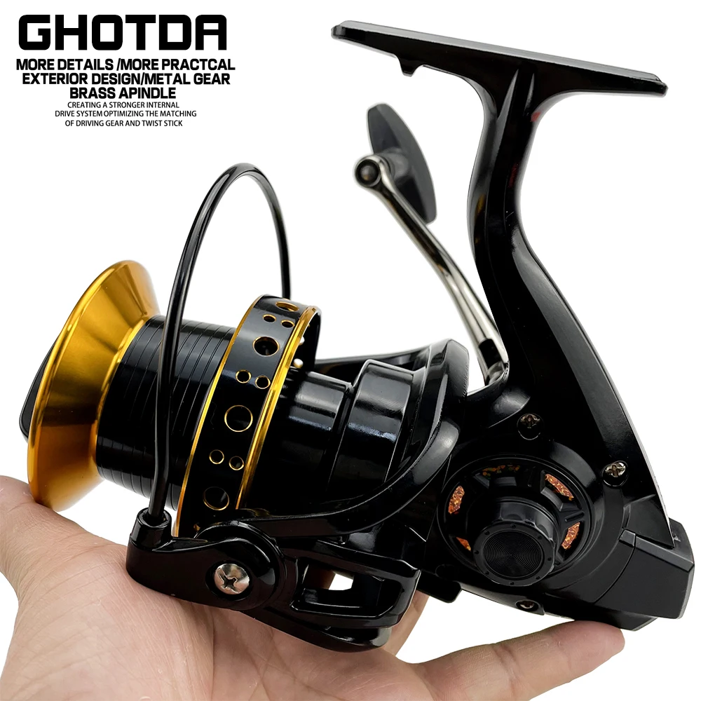 

Big Strong Metal Spool Spinning Reel 12+1BB Peche Carp Fishing Reels Sea Fishing Wheel High Speed 4.0:1 Fish Tools Molinete