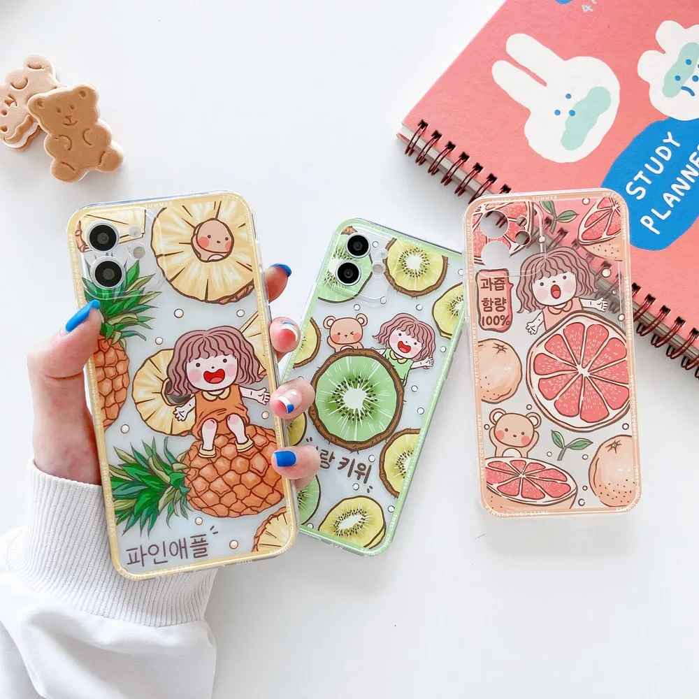 Новинка, прозрачный мягкий чехол с изображением фруктов для девочек, чехол для iphone 11, 12 pro, XS, Max, X, XR, 7, 8 Plus, SE 2020, 12 Pmax